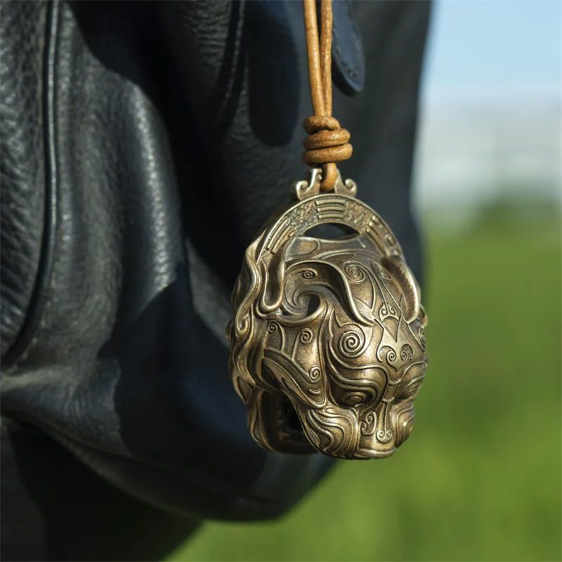 Solid Brass Tiger Head Bell Sm - Vintage Collectible Bells review and price