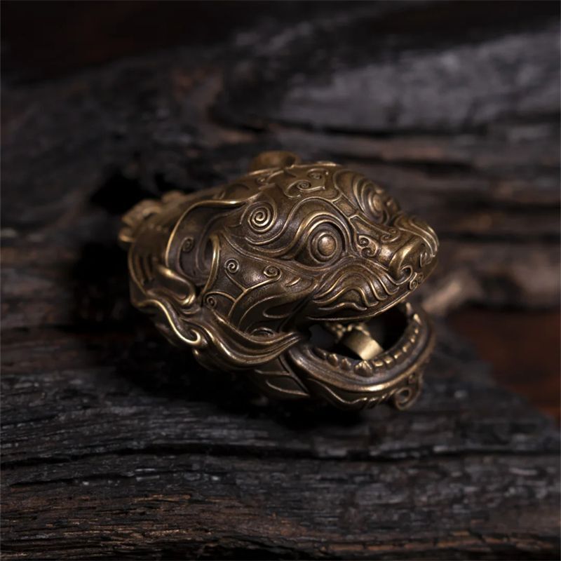 Solid Brass Tiger Head Bell Sm - Vintage Collectible Bells review and price