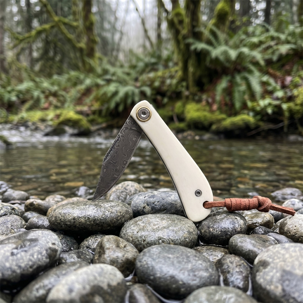 Vintage Damascus Folding EDC P - Vintage Collectible Knives review and price